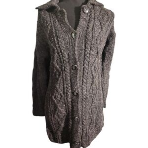 Women's Dark Gray Cable Knit Sweater 💯 Wool P2P-22-23